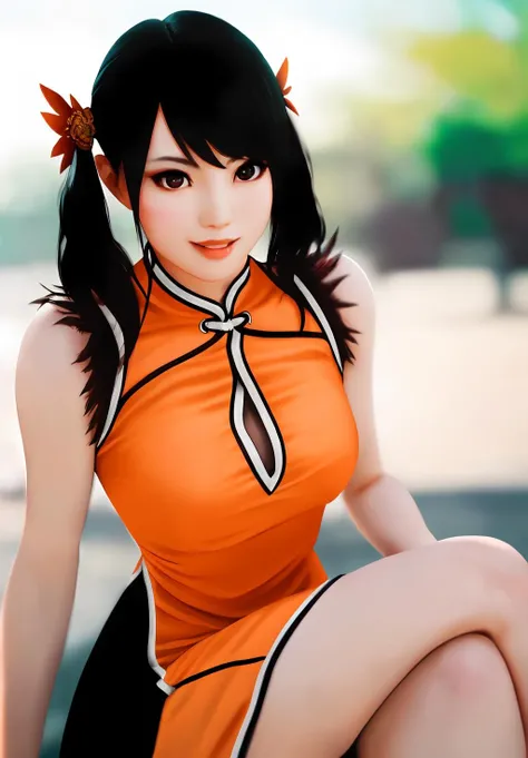 (photograph:1.3), High Detail, other_Xiaoyu, One girl, alone, Sitting, Grin, formal dress, Chinese clothing, Orange Dress, dark red, gray, and black color, Vibrant colors, (summer, sunny:1.3), Medium brightness lighting, (Soft Focus:1.3), (Praised, Fascinating, Fascinating, exciting, nice, impressive:1.3), (Ultra-realistic, Sharp focus:1.3)、((Sexy panties in full view:1.05))、((Spread your legs wide:1.45))