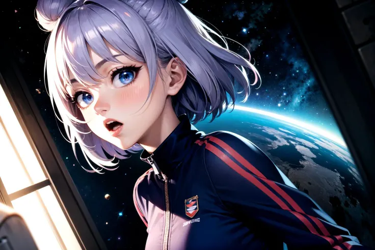 (detailed face and eyes:1.3),
NSFW, 1girl, solo focus, Zoomed Out, (style of killing machine theme:1.3), (style of machine:1.3), (style of space:1.2), (style of android:1.1), Dutch Angle, Looking At Viewer, 1Girl, Mature female, Adult, torogao, blush, open mouth, drool, (saliva:0.8) , heavy breathing, Arms Up, Standing, Tracksuit, Short Hair, Cone Hair Bun, Colored Hair Tips, Light Purple Hair, Blue Hair,
Ultra-detail,(highres:1.1),best quality,(masterpiece:1.3),cinematic lighting,