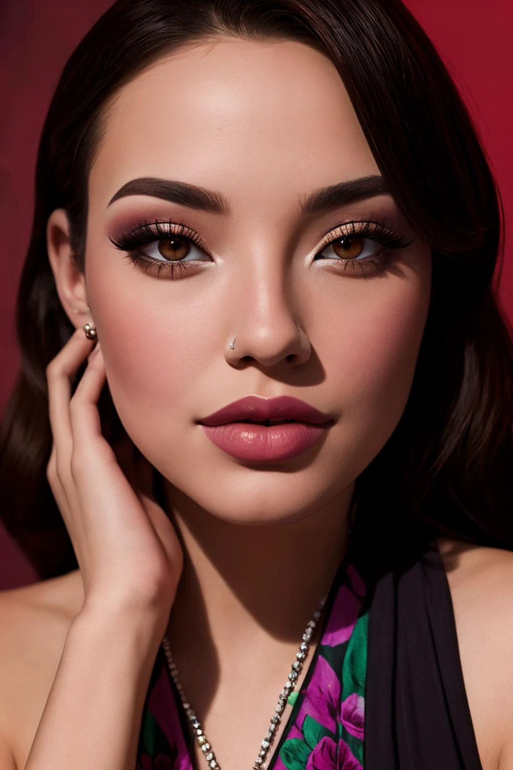 <lora:juliaAP1.0:0.7> julia, 1girl, makeup, dress
perfect anatomy, perfect proportions, fit, narrow waist, navel,
cinematic, eyeshadow, long eyelashes,
anatomical, good hands,
nsfw,
Japanese, Cambodian, Yakuza,
Tindar Light effect
detailed eyes, detailed face, (perfect pupils), perfect nipples,
beautiful composition, fantasy, mystical,
triadic lighting, vivid light, high contrast, dark shadows,
ethereal, colorful, detailed, <lora:weight_slider_v2:-0.3>, (masterpiece, best quality:1.2), extremely high detail
A breathtaking full body portrait of pure femininity, highlighting unparalleled beauty, captivating eyes, and skillful makeup with blush. The scene is adorned with intricate details, and the harmonious background creates a perfect balance., photorealistic, photograph, photo, dlsr, FujiFilm, extremely high detail