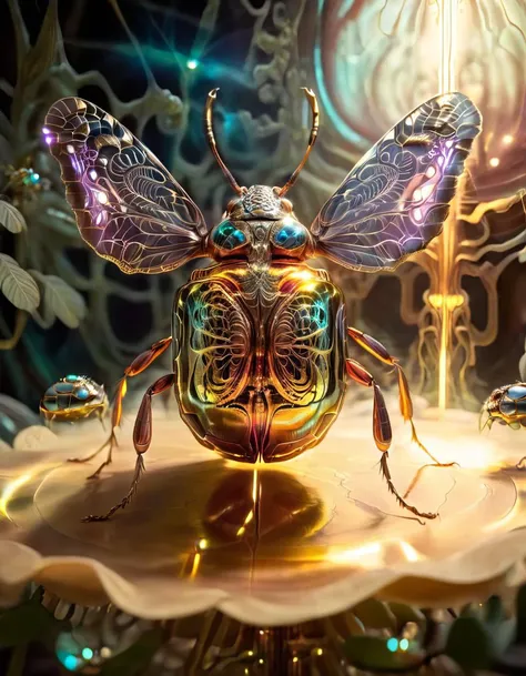 (Bug, BugCraft), Electric gaze, Magnetic field, Heat waves, Alien landscape, Ornate elegance, Ethereal glow, Soft illumination, (Bug, BugCraft)