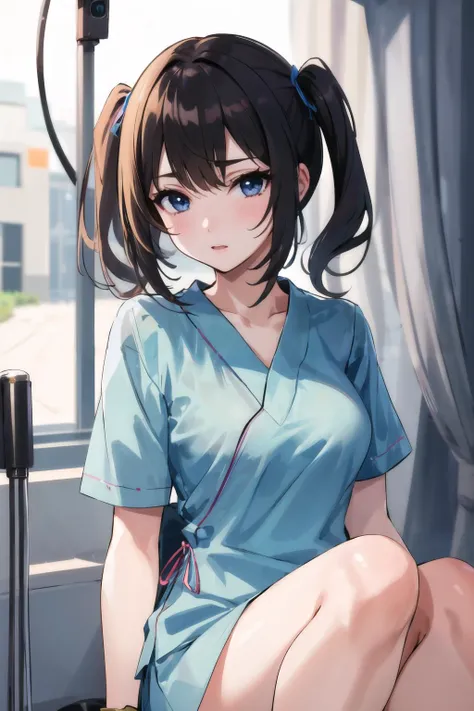 masterpiece, best quality,1girl,<lora:HospitalGownAV1:0.8>,hospital gown, short sleeves,