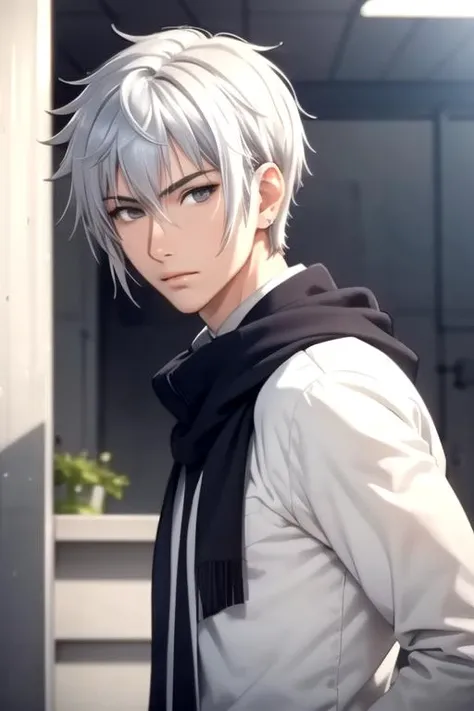 masterpiece, best quality, sketch, 1boy, solo, male focus, looking at viewer, upper body, depth of field, , , <lora:xi_duanmu:0.74>, xi_duanmu, white hair, grey eyes, , nuclear powerplant, 16k resolution