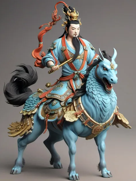 Chinese mythological characters, Kirin, Immortal, Xiangyun, Excellent, 3D, Highest Quality, Detailed.