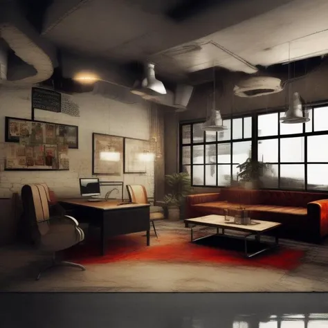 <lyco:Grunge_style_interior_design_Sa_May:1.0> Grunge style interior design by office