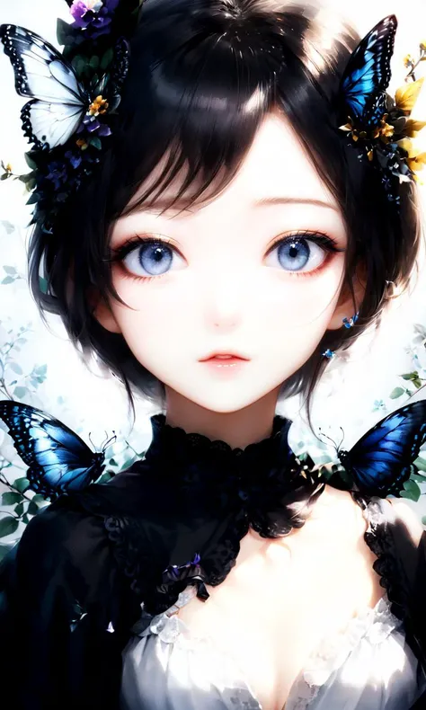 (:cyan:0.6):1.12222,{(:blue:0.9):1.11111},{(black::0.5):1.13333},(black and white color scheme:1.85)
(Front Focus:1.4),(beautiful detailed eyes:1.1),(beautiful detailed girl:1.2),(solo:1.2),
(Black Butterfly Wings Silhouette :1.6),(Black Butterfly Wings Shape Shadow:1.6),<(wings with Black Butterfly:1.6)>,<(Black Butterfly wings with Throne)>
full body,standing
(1Girl_wear_(Long sleeves with wide sleeves:1.3),(short Pleated skirt:1.4)),(witch's hat:1.3),
(she_with_(black)_hair:1.3),(long_hair:1.3)
(she_with_(violet (faming:1.4) eyes:1.3))
(she(Earrings:1.2)),(black stockings:1.6)
BREAK
(contrasting colors:1.4),(only Character Coloring:1.4),(eyes_partially_colored:1.6),(partially colored:1.4),(grotto:1.4),(vines:1.4)
(Ring of Thorns:1.3)
<lora:sdxL_offset:0.3> <lora:perfect-eyes:0.5:1:1:lbw=face> perfecteyes, <lora:TWbabeXL01:0.7> TWbabeXL01, <lora:xl_more_art-full_v1:1>