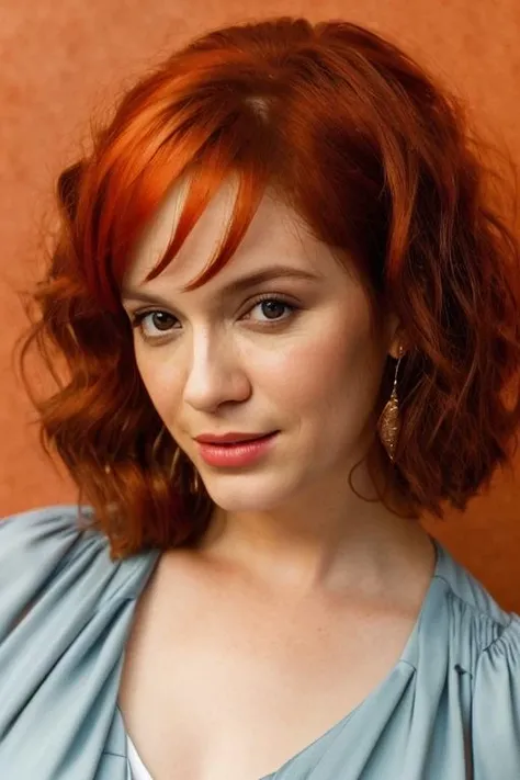 <lora:chr1sh3n:1>, Realistic portrait of a beautiful chr1sh3n woman,  1girl, solo, long hair, looking at viewer, (((orange hair))), simple background, parted lips, lips, realistic, soft lighting, professional Photography, Photorealistic, detailed, RAW, analog, sharp focus, 8k, HD, DSLR, high quality, Fujifilm XT3, film grain, award winning, masterpiece