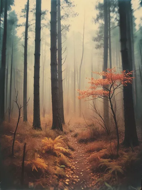 35mm Vintage photo of landscape/scenery ,Later autumn forest, small pines around, wide shot, mysterious, fantasy, highly detailed
<lora:Vintage_Street_Photo:0.8>