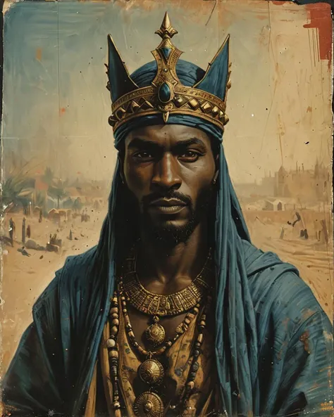 highly detailed, Mansa Musa, wearing Authentic outfit, ultrafine detailed, <lora:Vintage_Street_Photo:1>