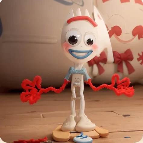 ukj character <lora:forky_v10-000004:0.9> , smiles, full body