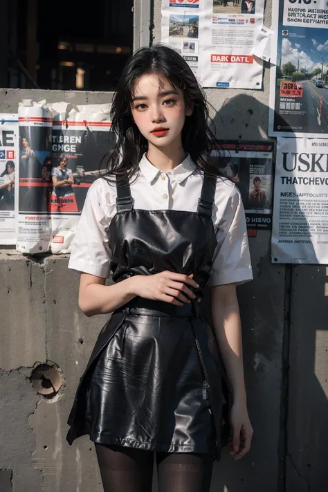 Best quality, masterpiece, ultra high res, raw photo, beautiful and aesthetic,deep shadow, dark theme,(photorealistic:1.4), 1girl, pantyhose, striking perspective, newspaper background
<lora:AI_Misaki:0.8:FACE>
<lora:Newspaper:0.8>