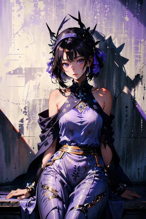 (((masterpiece))),(((best quality))),((ultra-detailed)),(((lots of details))),(beautiful detailed girl),((Epic Light and Shadow)),cinematic angle,oil painting,(illustration),(detailed light),((an extremely delicate and beautiful)),A girl was sitting in a dark environment. Behind her was a strange purple portal. The portal stretched out many tentacles and passed by the girl,(((Purple_Energy_Transfer_Gate))),bare_shoulders,portrait,Dark ray,(((Detail background))),(cute anime face),((Headdress)),((Beautiful accessories)),loungewear,cloak,<lora:Newspaper:1>,