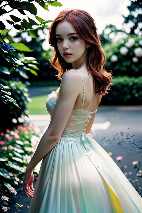tv_Sapphire_MXAI, , serene expression, wearing an elegant colorful summerdress, walking through an ornate rose garden, noon, summer, colorful butterflies, cowboy shot,, detailed skin, pores, (((epic-Ultra-HD-details, epic-Ultra-HD-highlights, epic-photo-same-realistic, upscaled-resolution, optimal))), PA7_Enhancer-02,