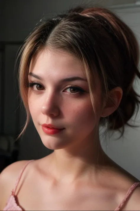 realistic portrait photo of beautiful meggii2023, <lora:add_detail:1.5>, <lora:epi_noiseoffset2:1>, <lora:meggii2023:1>, <lora:lcm-lora-sdv1-5:1>, close up, make up, lipstick, eye liner