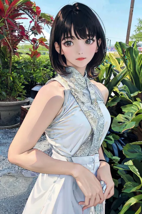 <lora:kikigram_97:1.1>kikigram_97, black hair, realistic, dress,
(best quality, masterpiece, RAW photo,ultra-detailed:1.2), <lyco:GoodHands-beta2:1.0>,1girl, solo,looking at viewer,