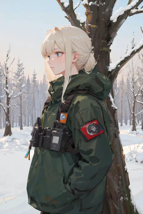 1girl, solo, militaryru, <lora:militarytyan:1>, forest,