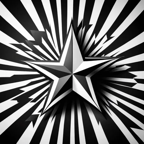 one star, black & white, 2D op-art background