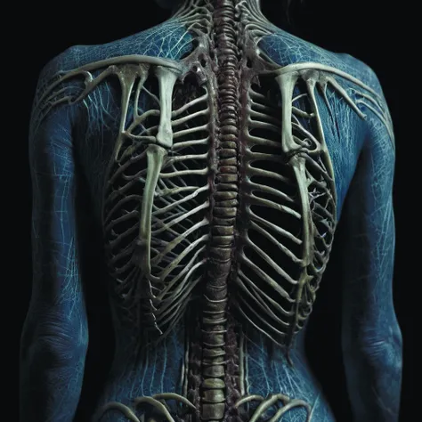 cinematic scene of a detailed and intricate design of the back of full woman body wrapped in bones,close up,photo real,intrincate,studio shot,dark shadows,creepy,nightmarish,dynamic lighting,great finesse organic hyper detailed,engineering blueprints,technical drawings,calculus,stained paper,hyper realistic,ultra detailed,16K,unreal engine,and,<lora:add-detail-xl:1.6> DonMn1ghtm4reXL <lora:DonMn1ghtm4reXL:0.7> <lora:SDXL_Black_Sa_May:0.6> DonMPl4sm4T3chXL <lora:DonMPl4sm4T3chXL-000010:0.5> monster <lora:fx-monsters-xl-meatsack:0.4>