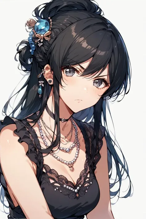 score_9, score_8_up, score_7_up, score_6_up, 1girl,
<lora:Aoyagi_Tsubaki:0.9> tsubaki, black hair, updo, hair ornament, necklace, black minidress, looking at viewer, thoughtful face, serious face,
  <lora:m1lfm3t3rXLP:0.9>