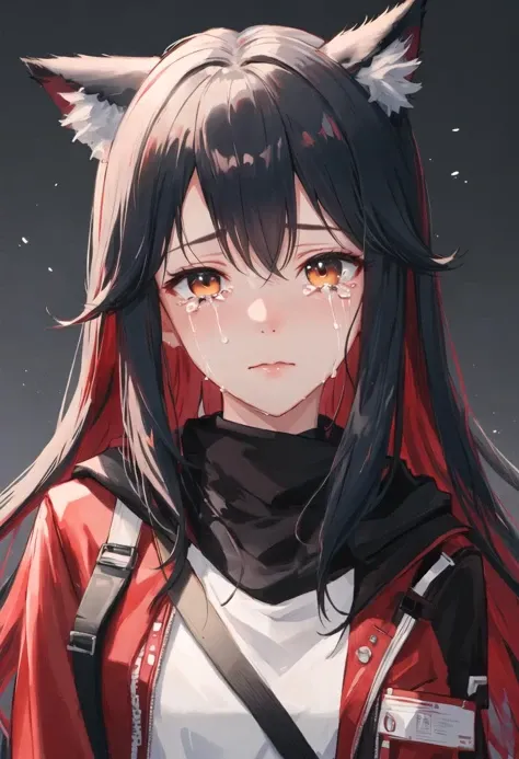best quality, masterpiece, highres, solo, {texas_arknights:0.90}, crying, sobbing, tears, portrait, looking at viewer