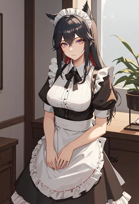 best quality, masterpiece, highres, solo, (texas_arknights:1.10), (maid:1.40), (long maid dress:1.15), 28 <lora:texas_arknights:0.80>