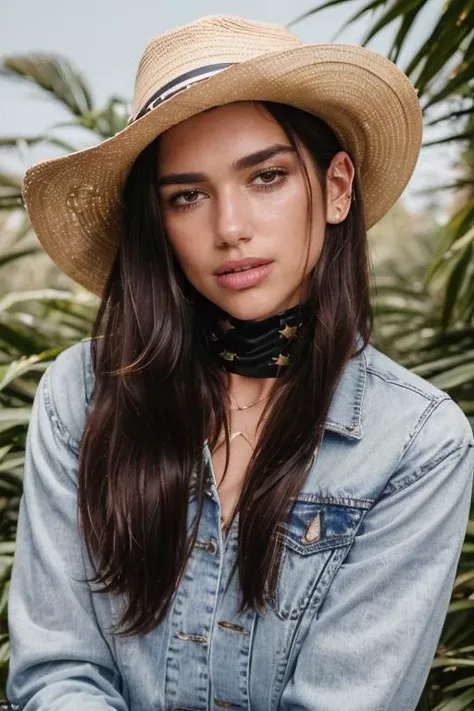sks woman (dressed in cowboys outfit and hat), long hair, jeans jacket, smiling, freckles, blushing, pale skin, (long shot, full body) <lora:locon_dualipa_v1_from_v1_64_32:1.3>, full sharp, detailed face, looking at viewer, eye contact, (8k, RAW photo, best quality, masterpiece:1.2),ultra-detailed, (high detailed skin:1.2), 8k uhd, dslr, soft lighting, high quality