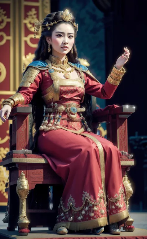 epic angle, close up, photorealistic, crowd around <lora:LongTchi-10:0.8> LongTchi, woman lord sitting on a throne, (perfect hands:1.0), dancing, (palace background:1.0),