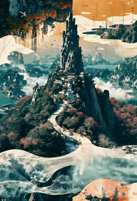 best quality,official art,beautiful and aesthetic:1.2),(fractal art:1.2),offcial art,colorful,Colorful background,splash of color,movie perspective,advertising style,magazine cover,32K,extremely detailed,photography,Amazing,finely detailed,best quality,ultra high res,
The color palette is mainly dark with splashes of vibrant colors,giving the poster a dynamic and visually striking appearance,tachi-e (magazine:1.3),(cover-style:1.3),colorful,
orient inspired,water,tree,no humans,building,scenery,smoke,fantasy,watercraft,bridge,waterfall,
<lora:~Q?-Nepu xuer orient inspired:0.8>,