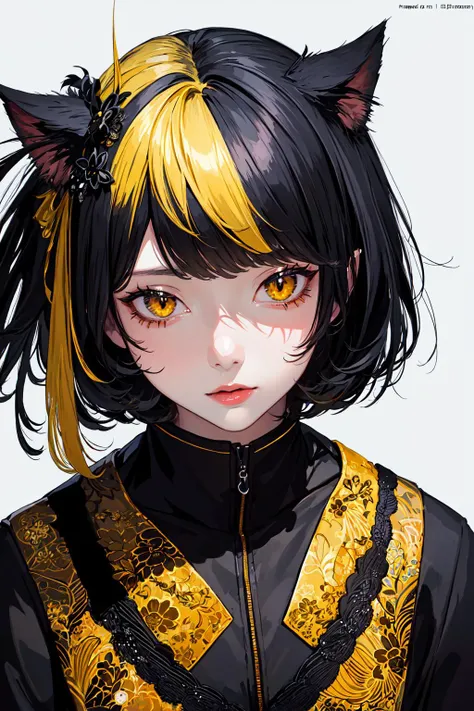 (masterpiece, top quality, best quality, official art, beautiful and aesthetic:1.2),
cateyes,1girl, solo,upper body,yellow eyes,
extreme detailed,highest detailed, optical mixing, playful patterns, lively texture, unique visual effect
