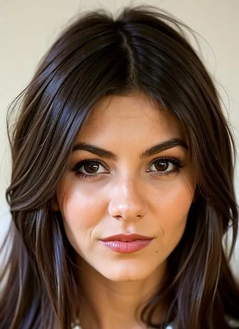 victoria justice,(face focus),brown eyes,no makeup,NO_MK,loose hair,looks at views, <lora:Victoria_Justice_by_JS:0.9>