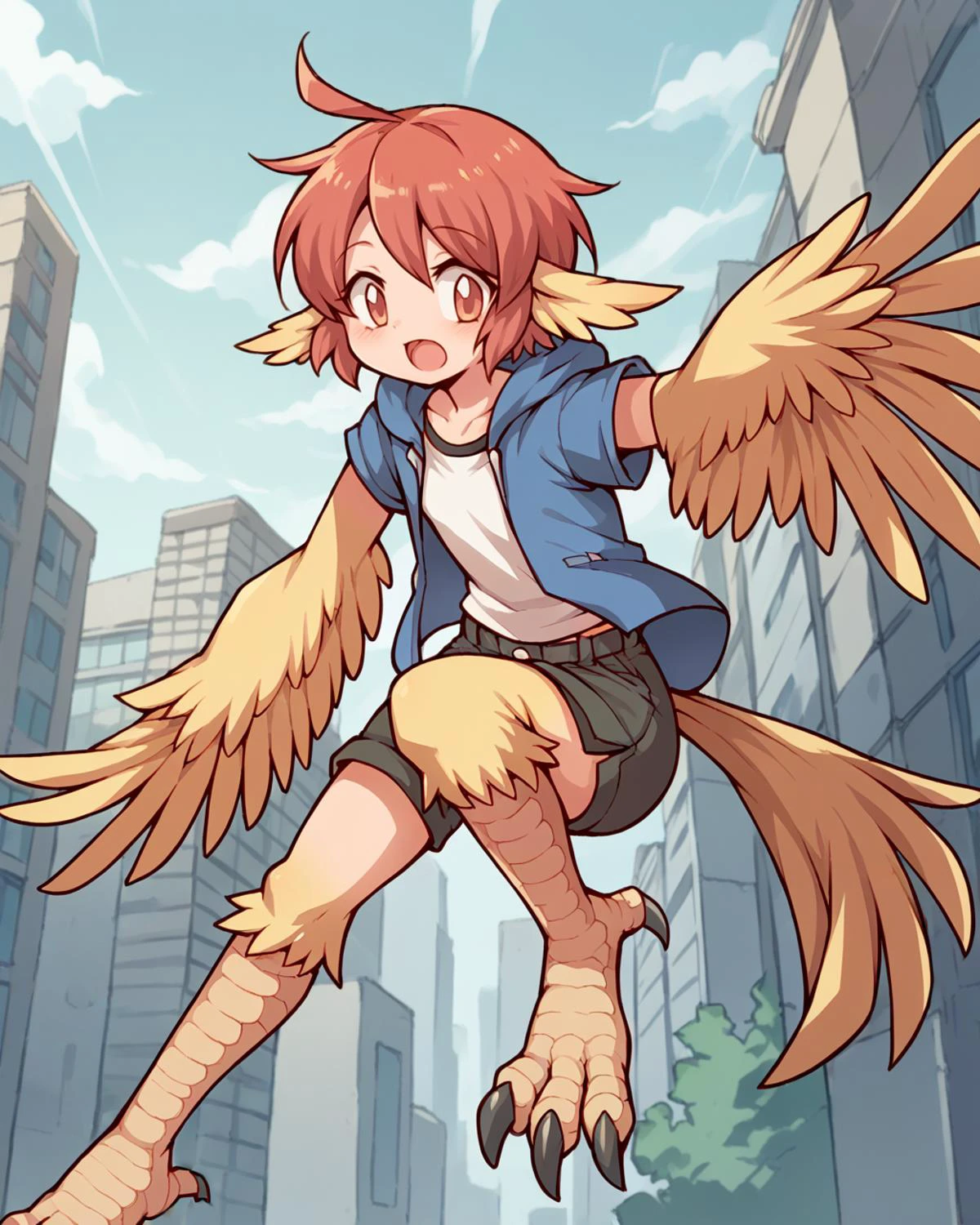 score_9, score_8_up, score_7_up, source_anime, solo, 1girl, , harpy, , , City, , , lasto, <lora:lasto_PDXL-000001:1>