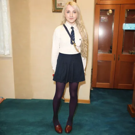 <lora:luna lovegood:0.9>, luna lovegood wearing a Hogwarts school uniform performing mundane everyday tasks and chores, pantyhose, penny loafers, <lora:add-detail-xl:2>