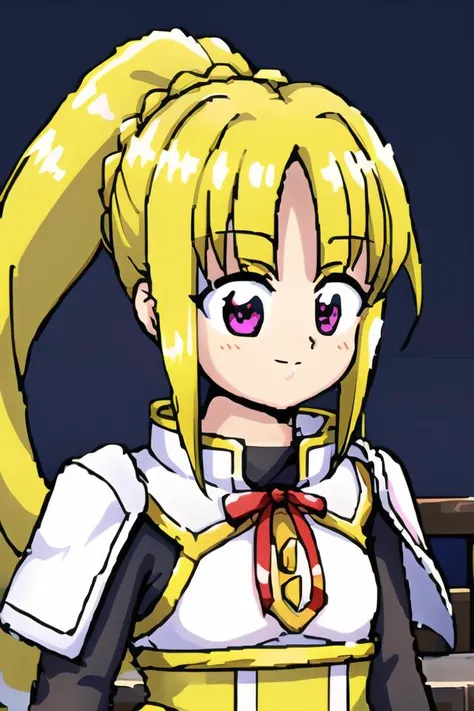 best quality, masterpiece,  <lora:pc98-09:0.8>,1girl, solo, smile,, <lora:darkness (konosuba)_v1:0.6>, 1girl, darkness_(konosuba), blonde hair,ponytail,