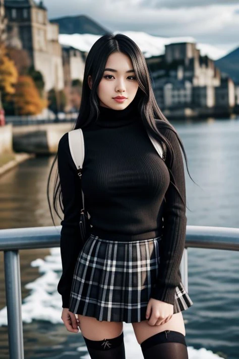 1 woman, 22yo, realistic, masterpiece, high detailed skin, looking at viewer, full body shot, scenic view, long hair, black hair
Black School Dress, thighhighs, plaid pleated mini skirt, black sweater, turtleneck, harness
<lora:RB_School_Dress_By_Stable_Yogi:0.8>