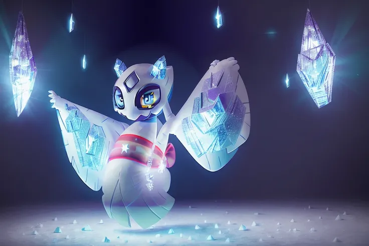 masterpiece, best quality, realistic, (wide-angle), (solo), (froslass), (pokemon), wide hips, thick thighs, female, long kimono, crystal (blue:1.3) kimono, night, clear image, bioluminescent details, (Stars:1.3), (Arms up:1.3) <lora:froslass_000008:1> <lora:glassHairWIPRead_v1:0.7>