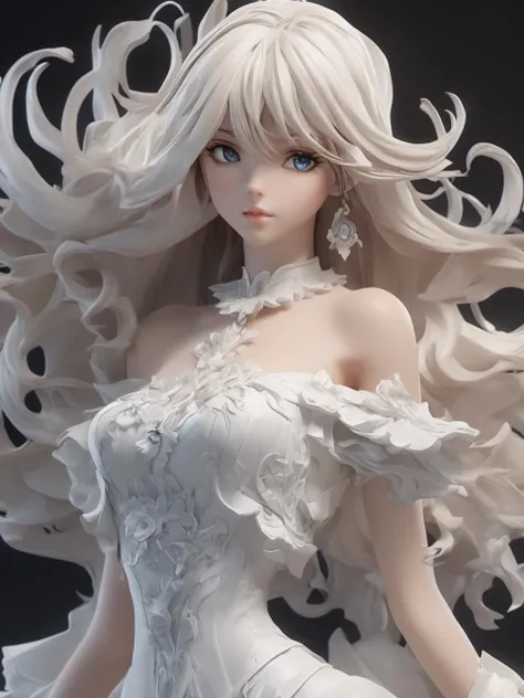 best quality 3D model of (awesome beautiful anime girl:1.1), close up. wearing white (layered gothic dress:1.1), long blonde hair floating, detailed blue eyes, huge boobs, clear white skin. <lora:niji3D_test:1>