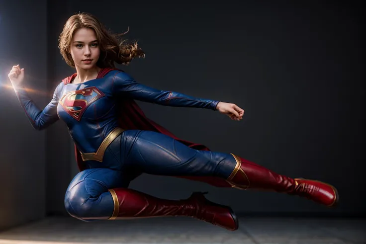 DC movies,full body,photo of a 18 year old girl,supergirl,practicing Martial arts,happy,laughing,ray tracing,detail shadow,shot on Fujifilm X-T4,85mm f1.2,depth of field,bokeh,motion blur,<lora:add_detail:1>,