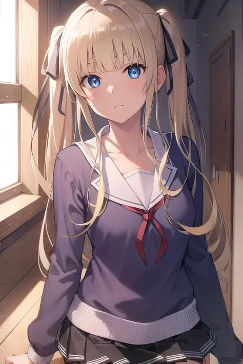 eririspencer, <lora:eriritest:1>,
eriri sawamura spencer, blonde hair, blue eyes, blunt bangs, hair ribbon, hime cut, long hair, twintails,
BREAK black ribbon, black skirt, black thighhighs, pleated skirt, ribbon, school uniform, skirt, zettai ryouiki,
BREAK looking at viewer,
BREAK indoors, classroom,
BREAK <lora:GoodHands-vanilla:1>, (masterpiece:1.2), best quality, high resolution, unity 8k wallpaper, (illustration:0.8), (beautiful detailed eyes:1.6), extremely detailed face, perfect lighting, extremely detailed CG, (perfect hands, perfect anatomy),