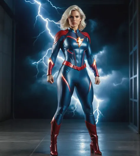 hyper real, full body pants, photo of real 28 year old power girl with strong chest and curves, translucent hair, full suitbody, cinematic lightning, pale, wearing two piece, 8k