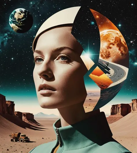 Frammentary analog collage created digitally, using natural elements, universe with futuristic art and images treated with diverse fonts. It combines these images with a stylish graphic design, creating a collage of fragmented illustrations that are based on a single concept. My sono inspired by minimalism and all the conceptual art of the 20th century, adding a new dimension to my work through the use of technology.