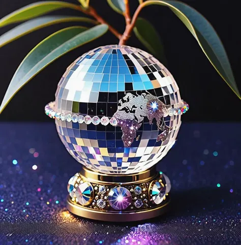 crystal quartz planet  glitter silver shiny twinkle  flicker blink disco ball