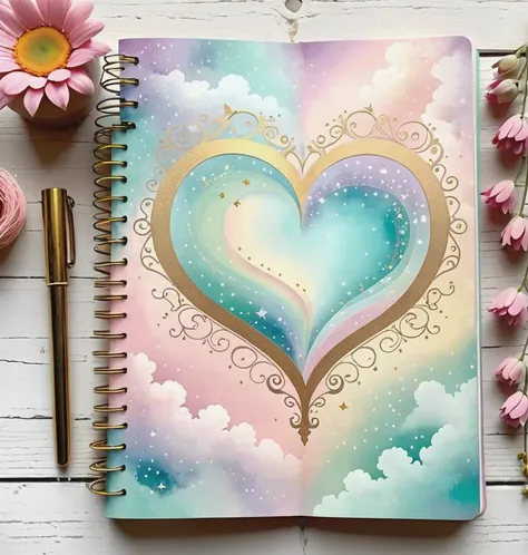 shabby chic dreamy mist pastel junk journals Thank You heart swirling magical fairytale abstract art style