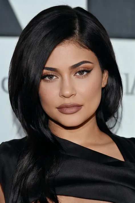 candid photography of of kyliejenner, <lora:kyliejenner_512-000098:0.6> , black hair, eyes shadow ,soft diffused lighting, on a coast, eye level, Rain , Satin Bodycon Dress,