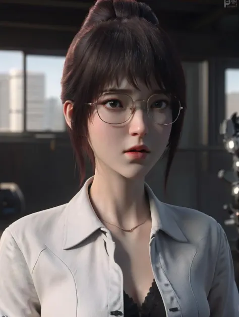 1girl, (upper body:1.2),  collared shirt, realistic, (masterpiece:1.2) cinematic effects, ((best quality))8k, high detailed, ultra-detailed,  <lora:zhanlan:0.65> ,