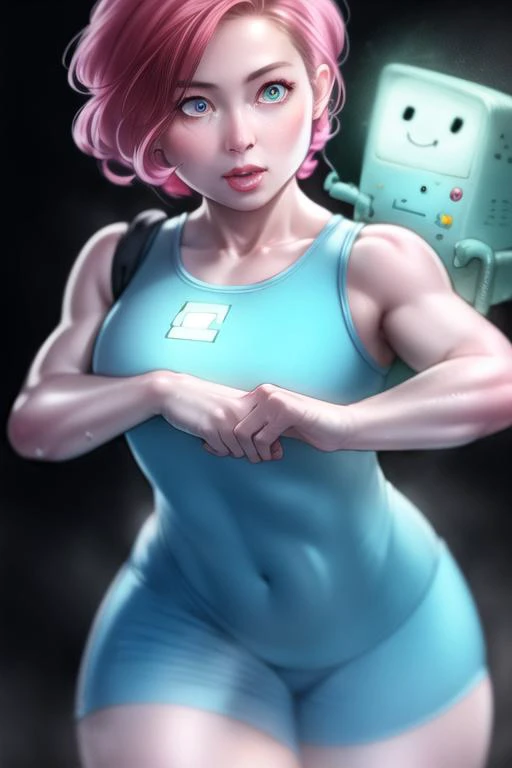 <lora:adventureTime_v10:1> ADVENTURE TIME
BMO, proportional eyes, (realistic:1.5), extremely detailed, hyper detailed, soft lighting, detailed background, extreme detail background, sharp details, beautiful face, symmetrical eyes, short red hair, short hair, red hair, green eyes, woman, high quality, (full body:1.3),