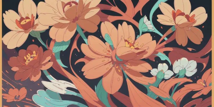 fluid art painting of a flower, professional grade award winning talent, dreamy autumn color palette, bendy and curvy shapes, artistic expressionist flower, (distinct outline of a flower:1.3), (distinct flower shape:1.3),