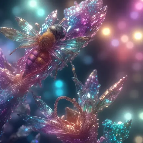 crystals fantasy, close up, crystal bee,
fantasy, galaxy, transparent,
shimmering, sparkling, splendid, colorful,
magical photography, dramatic lighting, photo realism, ultra-detailed, 4k, Depth of field, High-resolution
<lora:crystals fantasy_10R:0.5>