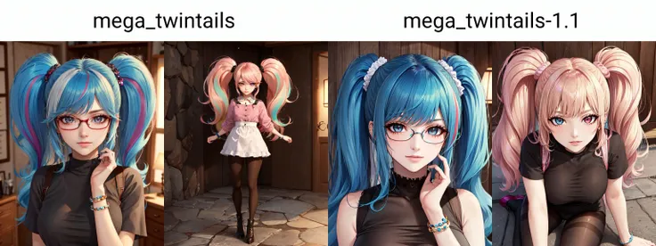 ((best quality)), ((highly detailed)), masterpiece, extremely detailed face, beautiful face, (detailed eyes, deep eyes), (1girl), (glasses), upper body, gyaru, (multicolored hair), ((light blue hair)), <lora:mega_twintails:.8>, mega twintails, big hair, streaked hair, red hair, brown eyes, jewelry, bracelets, piercings