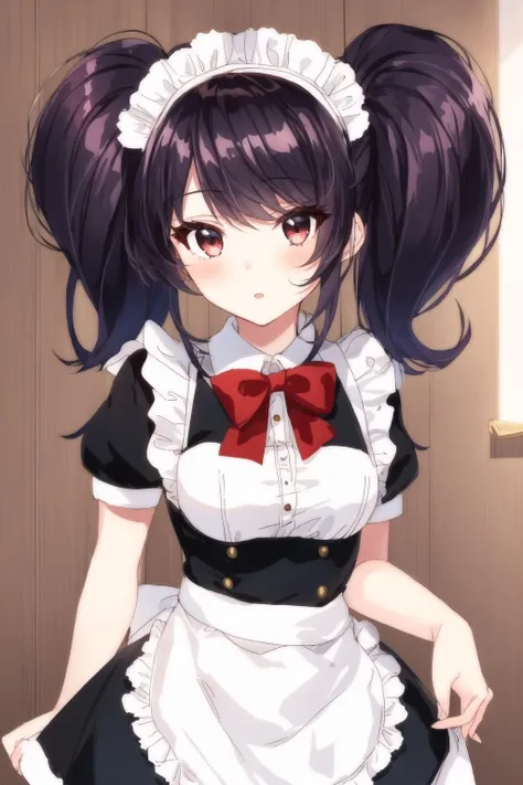 1girl, mega twintails, big hair, maid <lora:mega_twintails-2d-1.0:0.8>