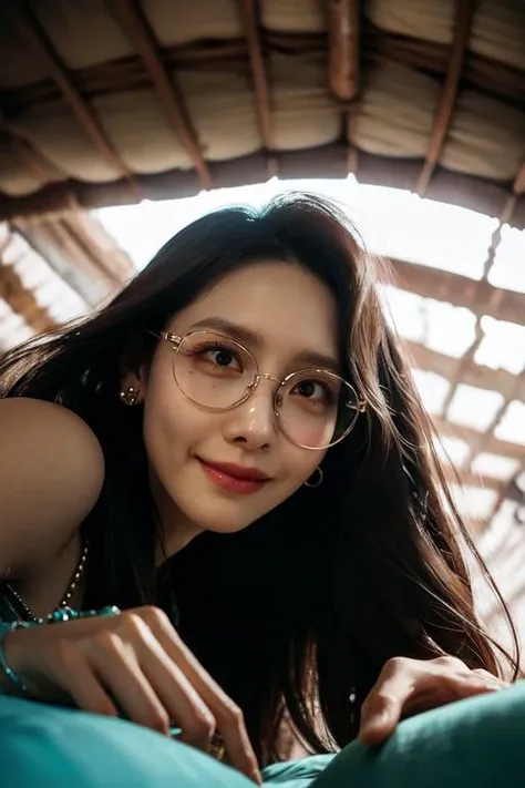 (otherworldly, otherworldly atmosphere, otherworldly appearance), highly insanely detailed, masterpiece, top quality, best quality, highres, 4k, 8k, RAW photo, Caribbean, egyptian,
depth of field, focused, foreshortening,
(dark tunnel, flower field, flower filed, china street),
(long_hair, long hair), collar, earrings, (Latina:0.5),
(Adult, jav, half naked, nsfw:0.8),
1girl, solo, earrings, jewelry, (glasses), portrait, mole, lips, closed mouth, mole under eye, long hair, <lora:makina69_yoona_v1.0:0.7>,
fisheye, from below,
(air bed, indian slums, egyptian slums:1.2), Air Mattress,
(smiling at viewer), (fantasy world)