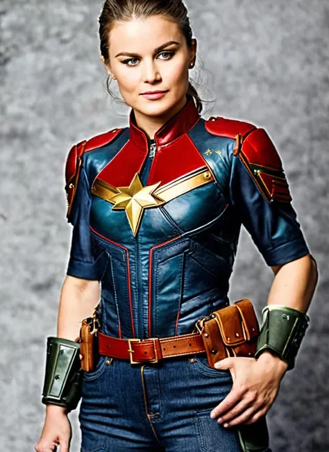 wwone <portrait of sks woman as captain marvel, feminine, epic > (photo, studio lighting, hard light, sony a7, 50 mm, hyperrealistic, big depth of field, mate skin, pores, wrinkles, concept art, colors, hyperdetailed, hyperrealistic), professional photograph of sks woman, ((detailed face)), (High Detail), Sharp, 8k, ((bokeh))